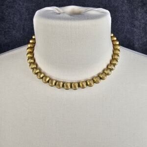 Vintage Monet Necklace Brushed Satin Ball Beads Gold Tone Adj 15"-17" VERDIGRIS